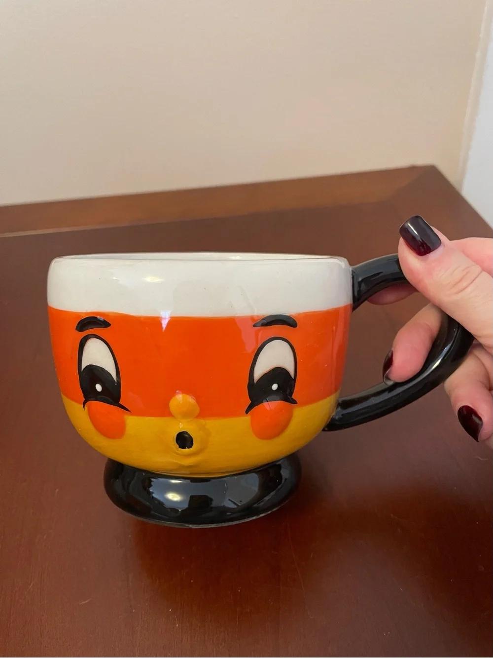 NIB JOHANNA PARKER SET OF 2 CANDY CORN MUGS Cups Halloween Holiday Tea Coffee
